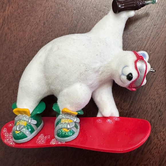 3 Vintage Coca-Cola Coke Christmas Ornaments Polar Bear Snowboard - Picture 4 of 11
